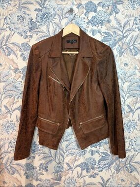 Dark Brown Faux Leather Jacket
